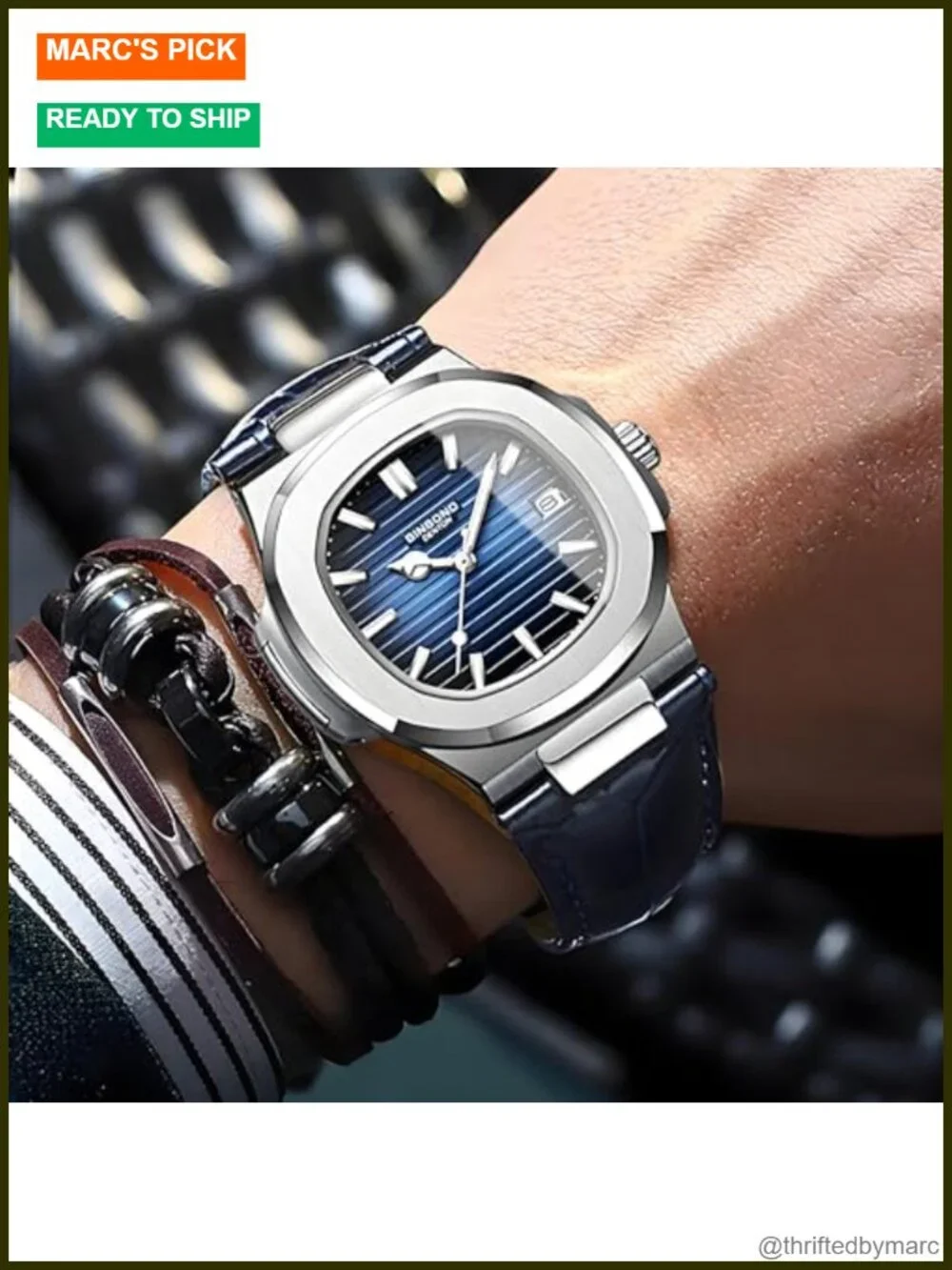 Men's Analog Quartz Leather Strap Dress Watch Luminous Water Resistant